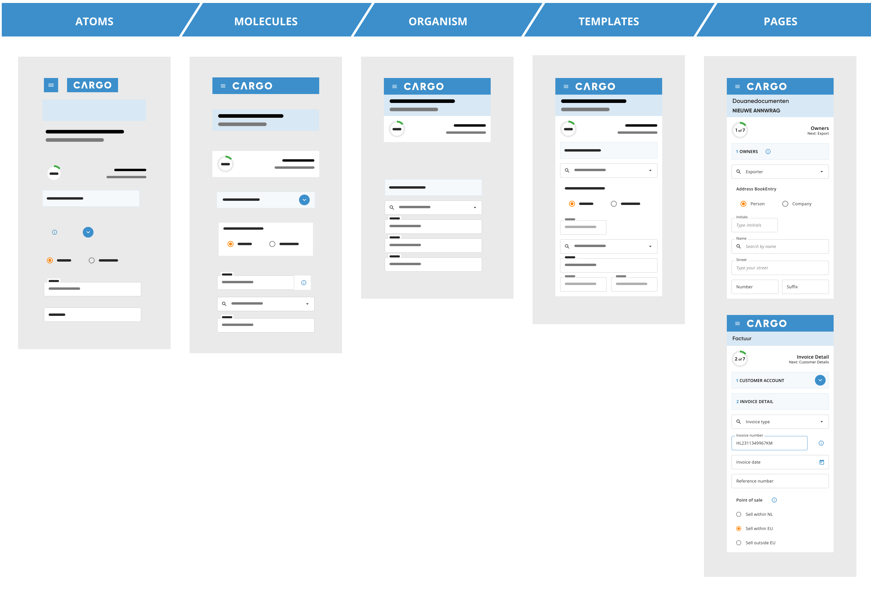 CARGO app redesign - from Atoms to Pages