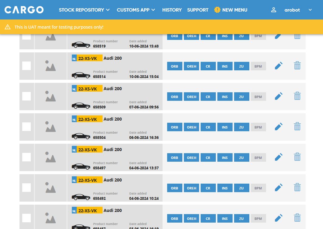 Stock Repository old - desktop view
