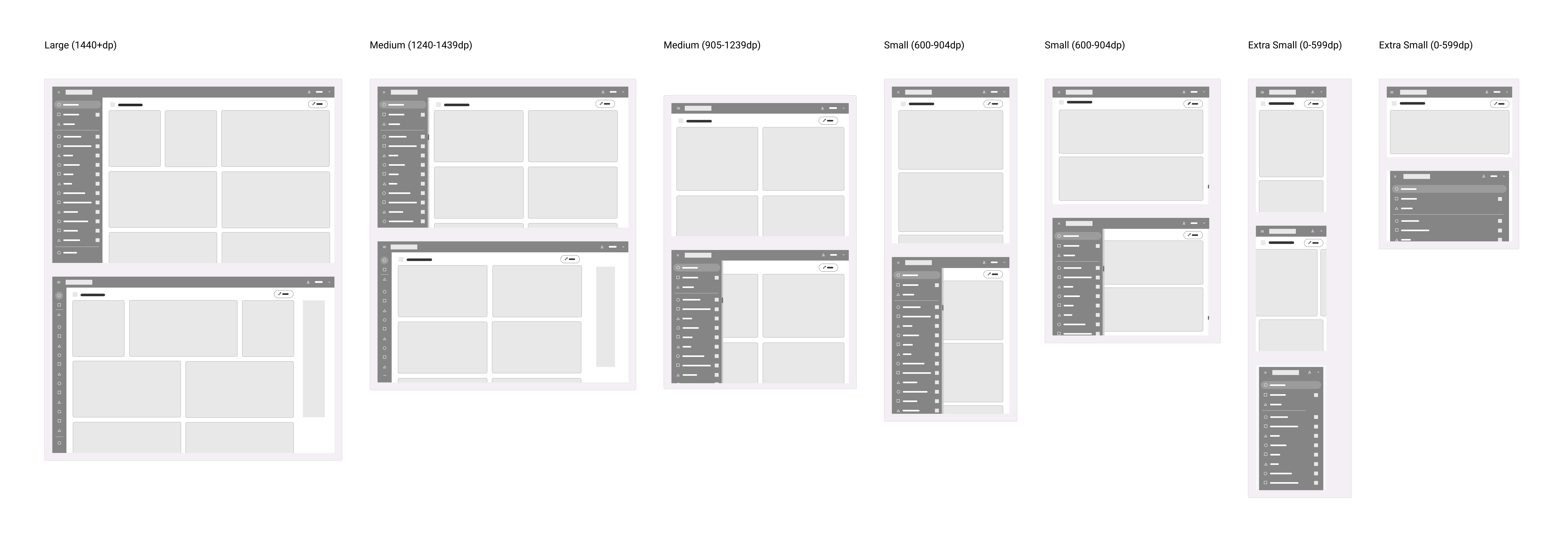 Lo-fi layouts for different screen sizes 