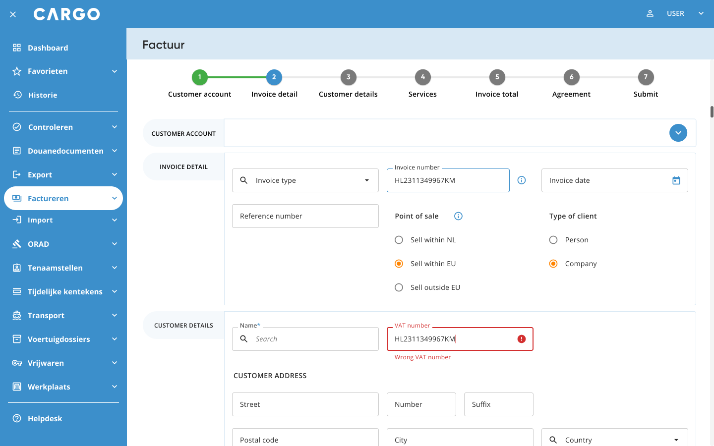 Hi-fi Invoice Dashboard 1440+dp menu expanded