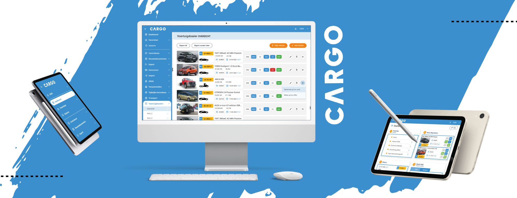 Cargo APP layout different devices - mock up