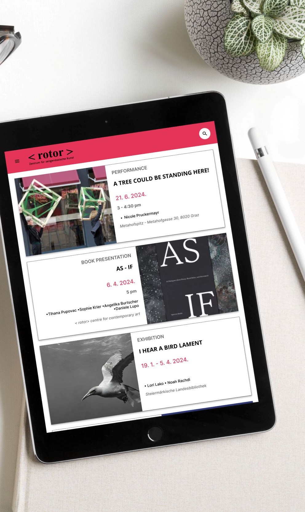 Rotor website tablet view